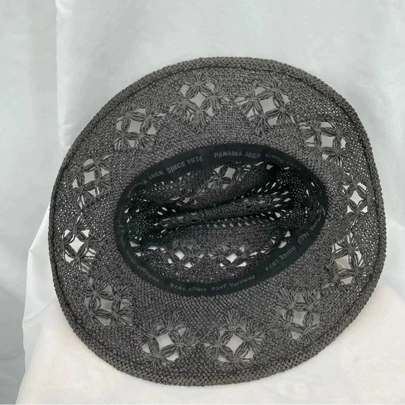 Panama Jack Cowboy Hat One Size Brown Western Open Weave Shells Unisex - Picture 4 of 5